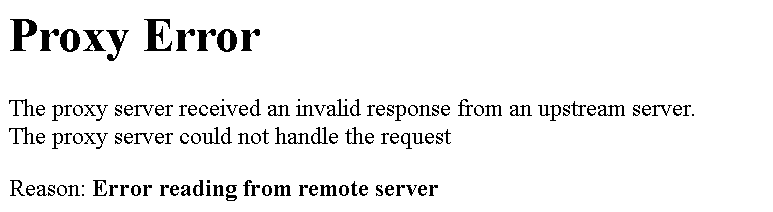502 Proxy error Apache Server