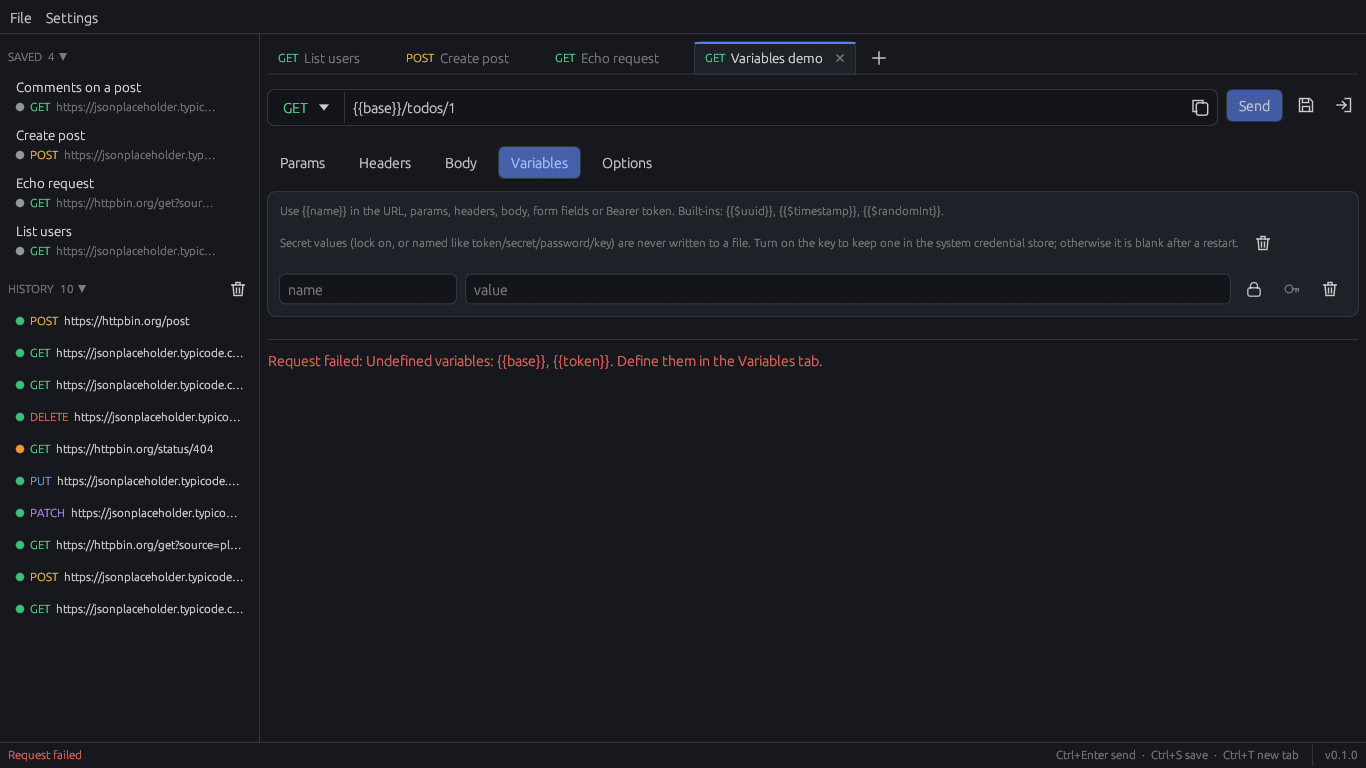 A request refused because {{base}} and {{token}} are not defined